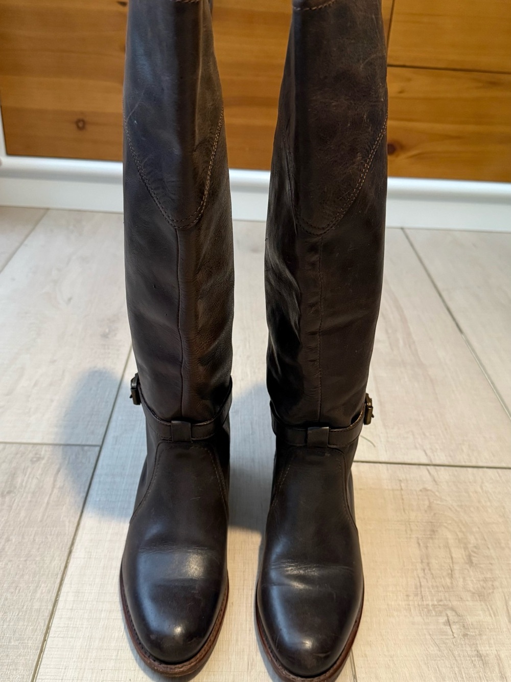 Women's Frye Tall Leather Riding Boots - Dark Brown